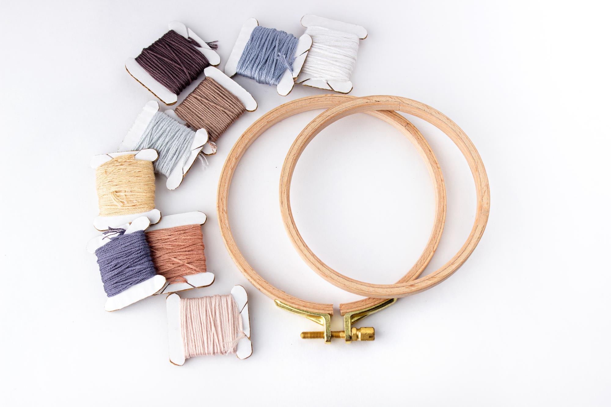 Kit per corso di ricamo con tela e fili